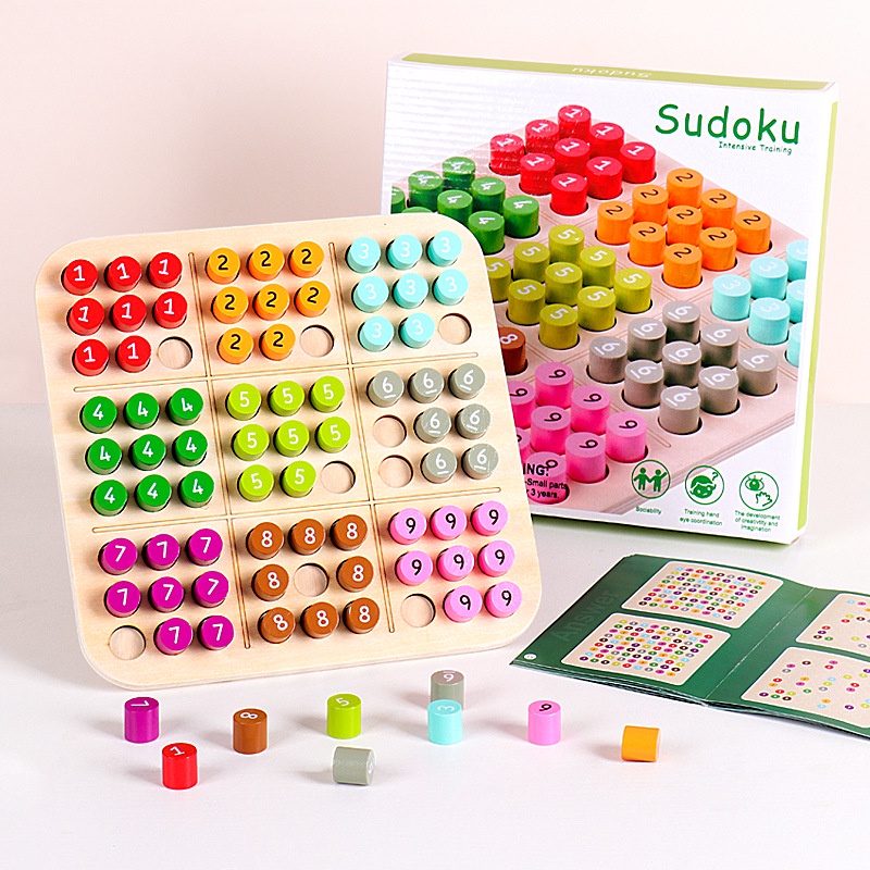 Trẻ em Sudoku trò chơi cờ vua đồ chơi nhận thức màu sắc kỹ thuật số Hội Đồng Quản trị bên Trò chơi giáo dục Sudoku câu đố đồ chơi bằng gỗ đào tạo não