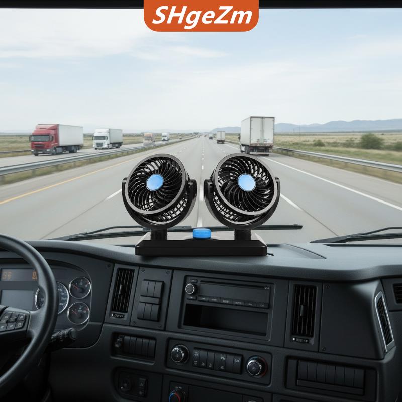 [COD] SHgeZm Quạt làm mát kép chuyên dụng, xoay 360°, đa góc, dành cho xe sedan, xe RV, xe tải, thuyền; phụ kiện sử dụng tại cắm trại, văn phòng, trên bàn làm việc Giá 65,952 Đồng*Miễn phí vận chuyển