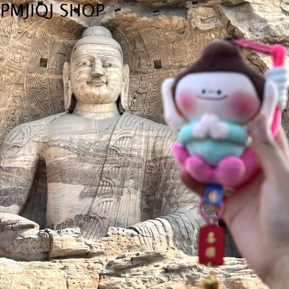 PMJIQJ Hoạt hình dây chuyền bằng vải nhung lông hình Phật Nhồi bông Thích ca mâu ni Búp bê nhồi bông hình Phật Dễ thương Dễ thương Đồ chơi vải nhung lông hình Phật Trang trí ba lô