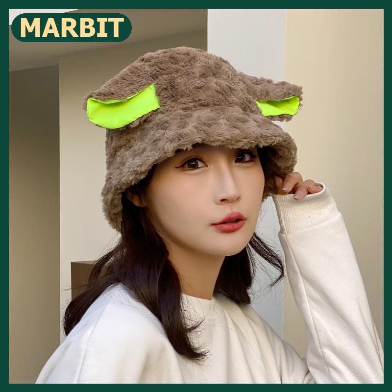 MARBIT Dễ thương Gấu len dệt kim mũ cho đi xe đạp ấm áp phim hoạt hình earmuffs mùa thu và mùa đông