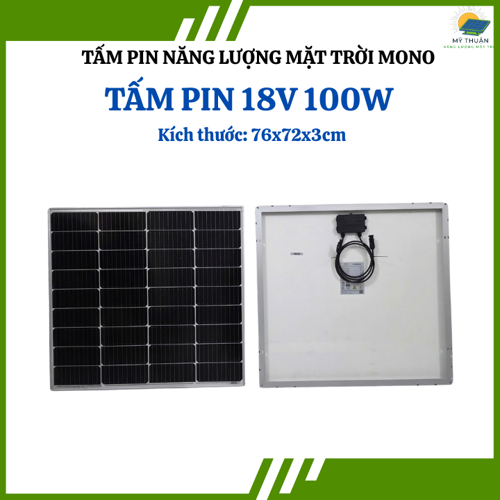 TẤM PIN NĂNG LƯỢNG MẶT TRỜI 100W 18V MONO 76*72*3CM - SOYER SOLAR - TẶNG JACK MC4