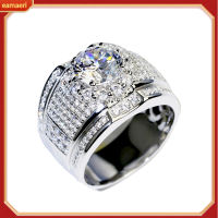 Men Fashion Rhinestone Silver Plated Wedding Engagement Finger Ring Jewelry