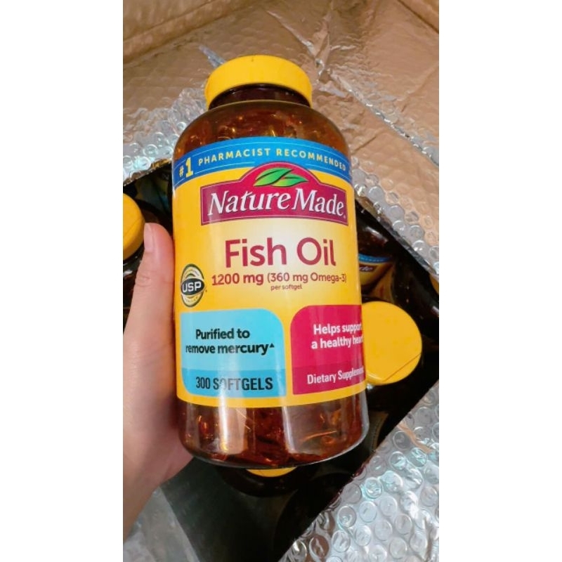 Viên Dầu Cá Nature Made Fish Oil Omega 3 - 1200mg x 300 Viên - SẢN PHẨM ĐƯỢC SHOP CHỌN LỌC KĨ, RẤT ĐƯỢC ƯA CHUỘNG TRÊN THỊ TRƯỜNG, KHÁCH YÊU TRẢI NGHIỆM THỬ NHÉ, SẢN PHẨM TỐT, CHẤT LƯỢNG CAO