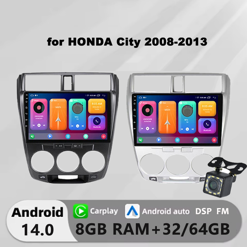 Honxun 8GB+64 android head unit for HONDA City 2008-2013 player 2din stereo multimedia carplay touch screen monitor with rear camera FM GPS dsp wifi navigation ราคา 3,730 บาท*ส่งฟรี