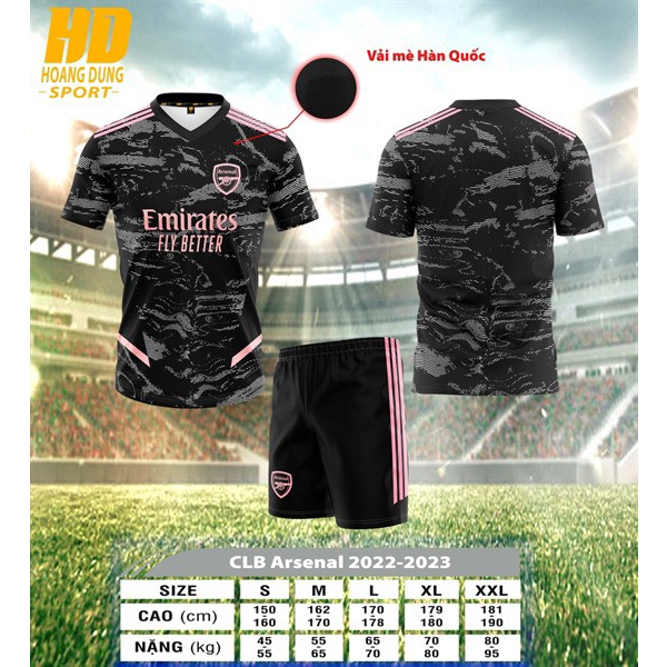 Quần áo bóng đá,đồ đá banh clb arsenal đen 2023 2024 thun mè cao cấp