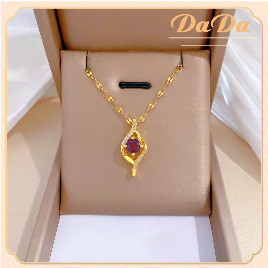 Vòng cổ vàng thật 18k tinh khiết Kim cương nữ Zircon Pendant Trang sức sang trọng