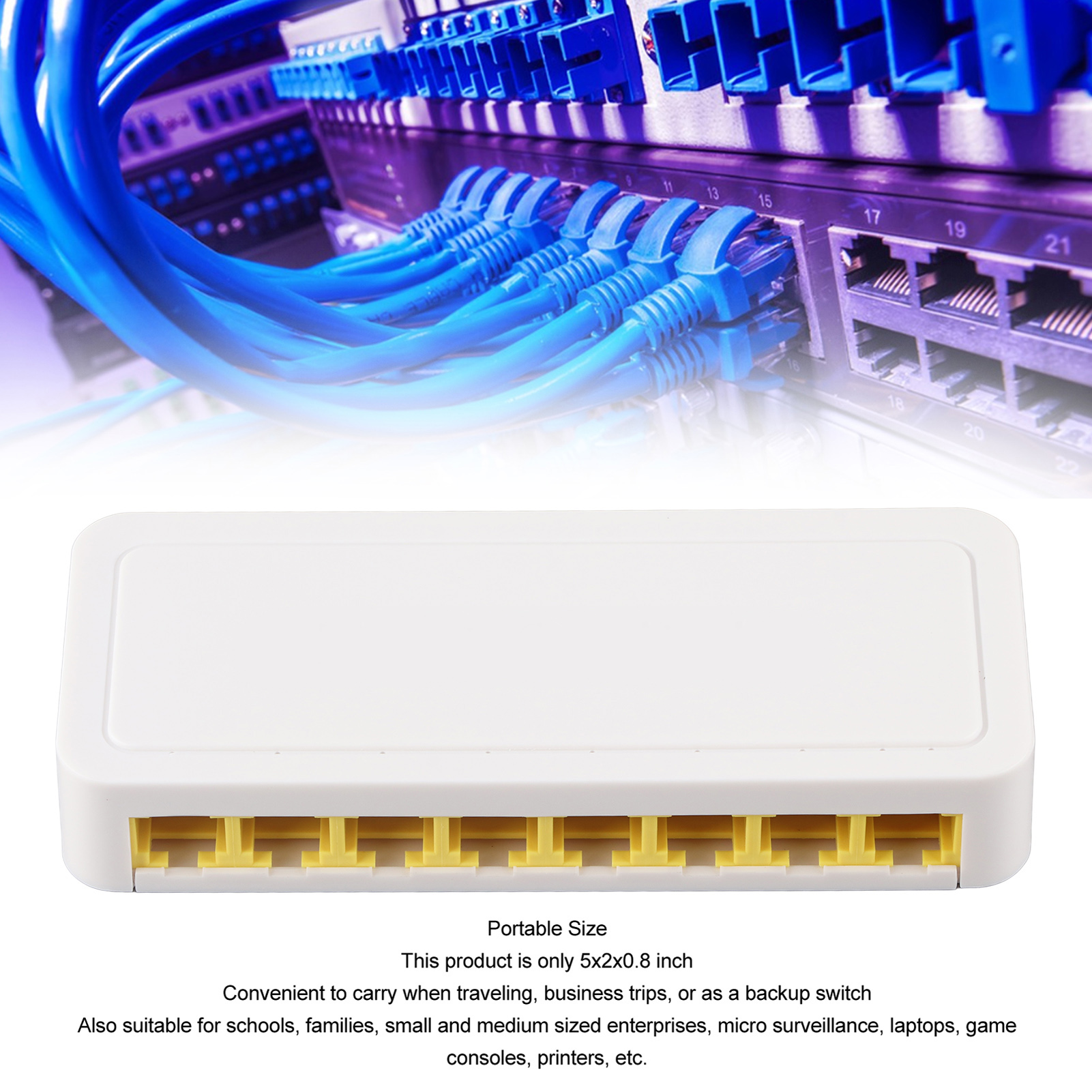 8 cổng Ethernet chuyển đổi mạng Ethernet nhanh RJ45 chuyển đổi cắm và chơi chuyên nghiệp cho du lịch cho nhà