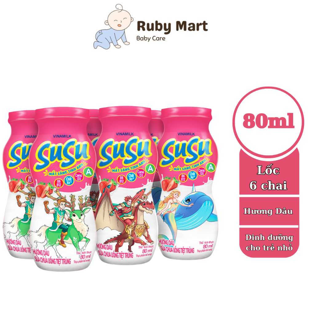 Lốc Chai x 80ml Sữa Chua Uống Vinamilk Susu Hương Dâu
