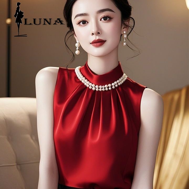LUNAáo girl phố nữ Phong cách phương Tây cao cấp độc đáo màu tím không tay áo sơ mi nữ nhẹ nhàng quen thuộc Pháp nhỏ tuyệt đẹp quần áo dép nữ xinh set đồ nữ đẹp áo crotop nữ kiểu rẻ vô đố