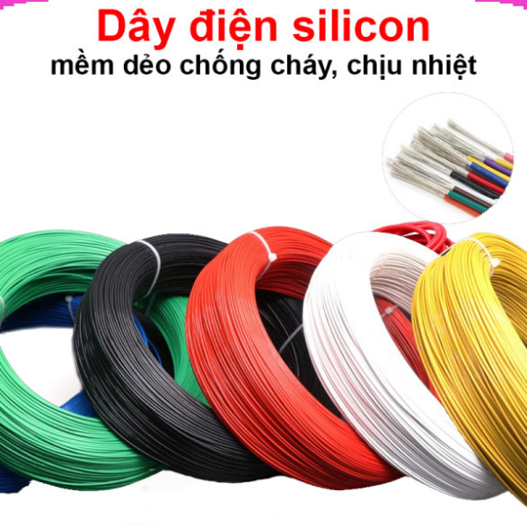 Dây điện silicon mềm dẻo chống cháy, chịu nhiệt lên tới 200 độ 14AWG-30AWG