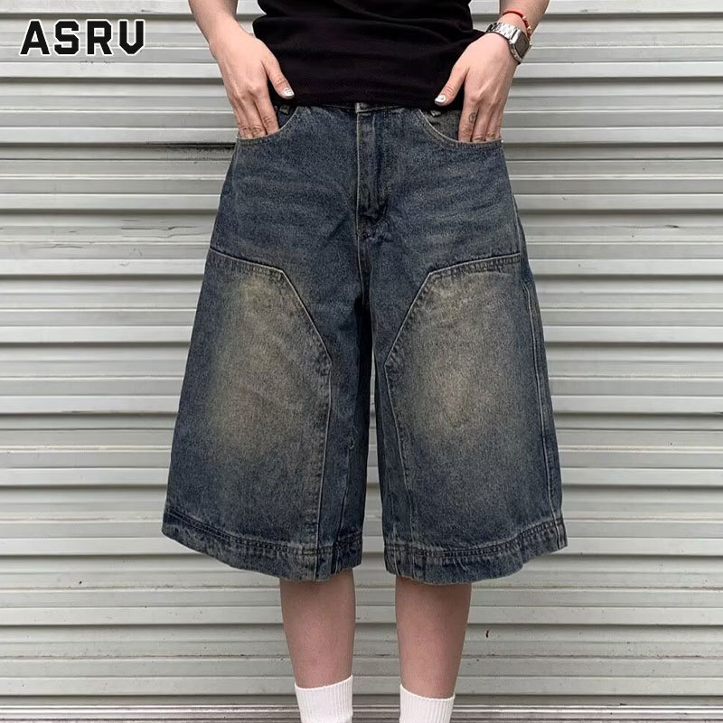 ASRV quần jean quần bò nam quần đũi dài pants jeans for men Quần short nam quần Jean có thể giặt phong cách retro dễ phối Thiết kế kiểu dáng rộng