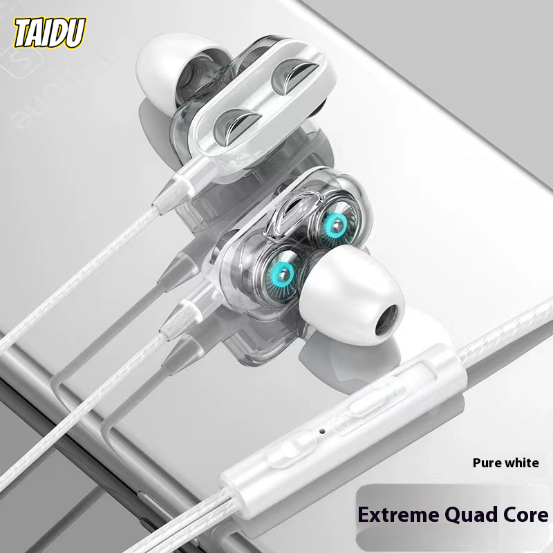 Quad-Core Dual-Drive In-Ear Wired Control Headphones with Type-C for Smartphones ราคา 46 บาท*ส่งฟรี