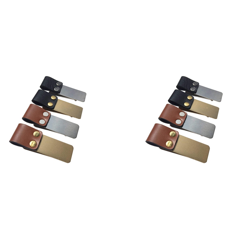 (FZIQ) Pen Loop Traveler Notebook Leather Pen Holder with Stainless Steel Clip 8 Pack