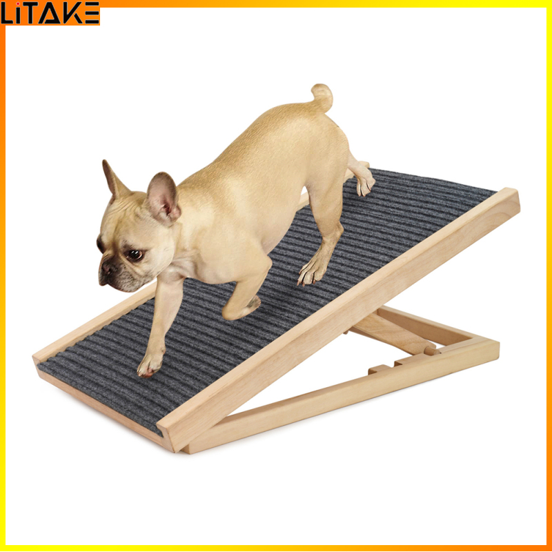 Litake Pet Dog Ramp Ladder Natural Pine Wooden Lightweight Folding Anti-skid Adjustable 2 Height Climbing Ladder ราคา 1,017 บาท*ส่งฟรี