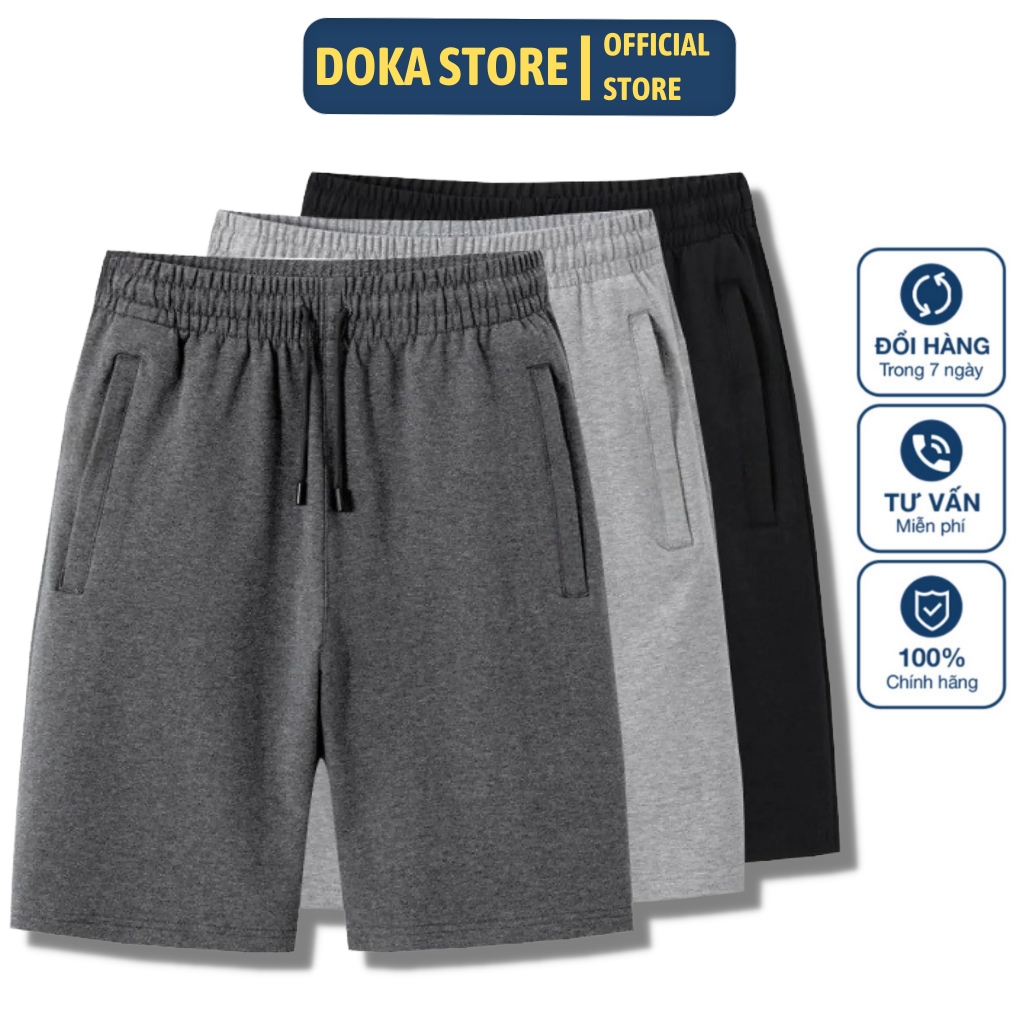 Combo 3 Quần short thể thao nam basic DOKA STORE, chống nhăn, co giãn tốt, thoáng mát thoải mái QT133