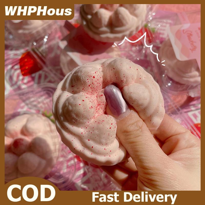 WHPHous ก้อนนมเชอร์รี่สตรอเบอร์รี่ขนมปังเพิ่มขึ้นช้าขนมปังนุ่มบรรเทาความเครียดทางประสาทสัมผัสสำหรับบรรเทาความวิตกกังวลของขวัญ ADHD สำหรับเด็กผู้ใหญ่ ราคา 40 บาท*ส่งฟรี