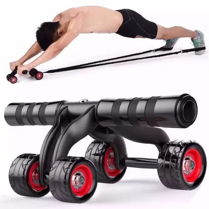 Con lăn tập cơ bụng 4 bánh tặng thảm lót gối