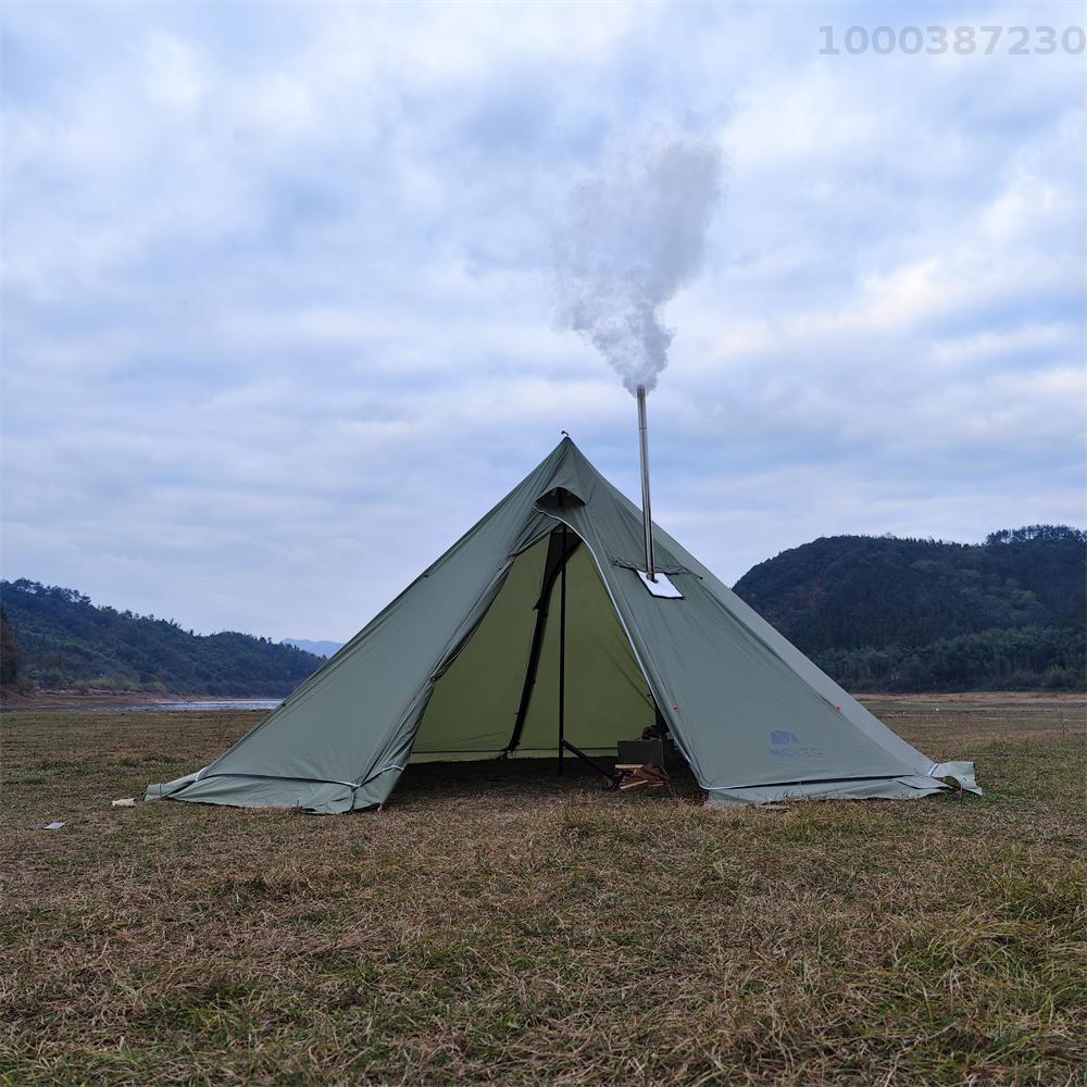【100% Authentic】Lixada 5-8 People Tipi Hot Tent with Stove Jack Camping Pyramid Teepee Tent for Camping Backpacking Hiking · v25