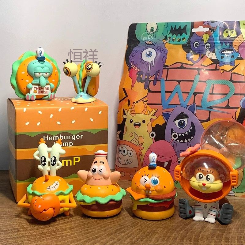 SpongeBob SquarePants King Package Crab Burger Cartoon Cute Handmade Toy Desktop Decoration Birthday Trend Dolls