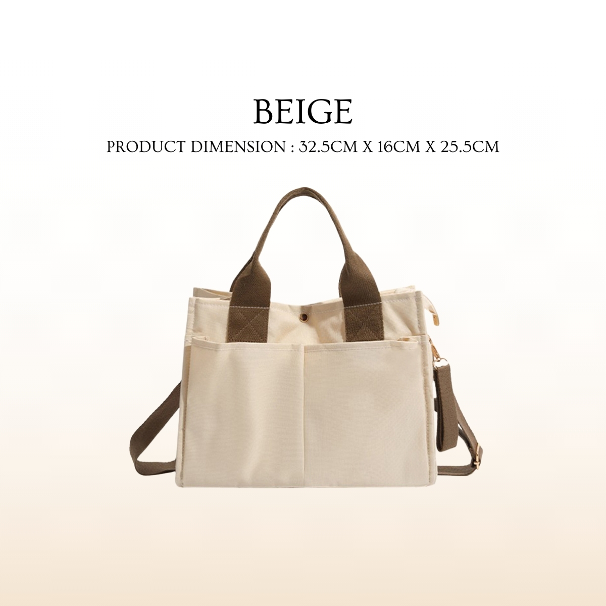 Stylish Korean Style Canvas Diaper Bag with Large Capacity and Multiple Compartments