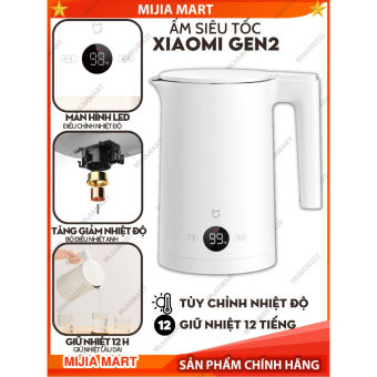 Ấm siêu tốc thông minh Xiaomi Mijia gen 2 có màn hình LED chỉnh nhiệt độ.