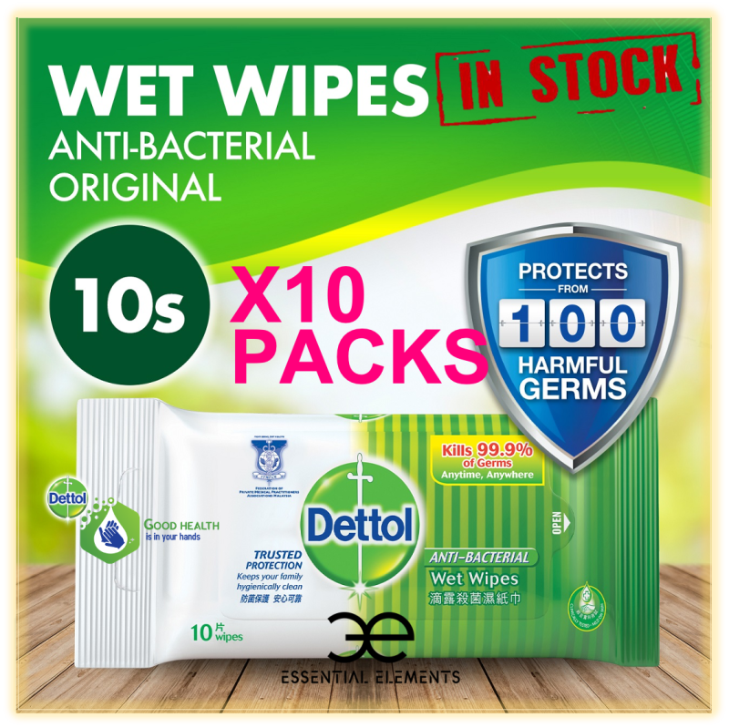 Buy DETTOL 10X10 SHEETS| 4X50 SHEETS BUNDLE WET WIPES HAND SANITIZER/Antiseptic/Anti Bacterial/Kills 99% Germs Singapore