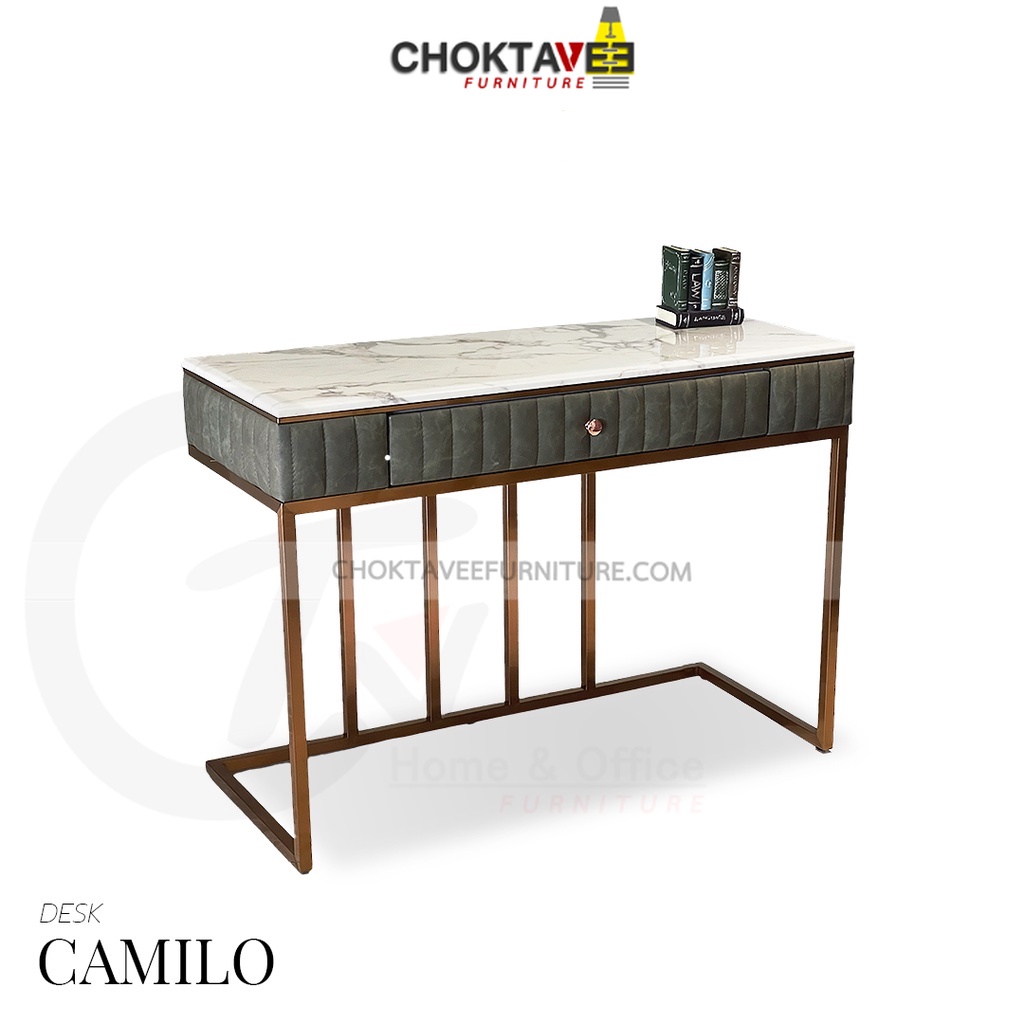 โต๊ะทำงาน โต๊ะคอมพิวเตอร์ Ergonomic สไตล์ลัคชัวรี่ 120 ซม. (Luxury Series) รุ่น CAMILO Trio Collection ราคา 24,480 บาท*ส่งฟรี