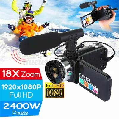 Vlog Camcorder Digital Video YouTube Vlogging Camera Recorder Microphone Lens