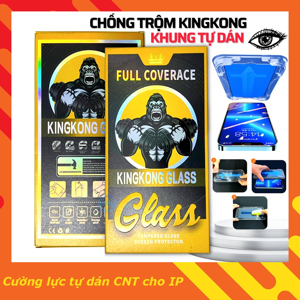 Cường lực tự dán KingKong chống nhìn trộm cho iPhone 7 8 Plus X XR XS Max 11 12 13 14 15 Pro Max
