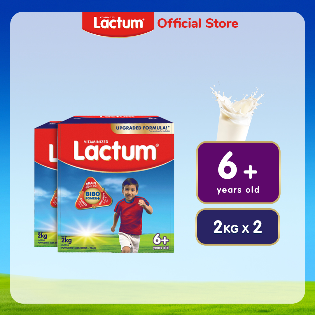 Lactum 6+ Plain Powdered Milk Drink for Children 6 Years Old and Above 4kg (2kg x 2)