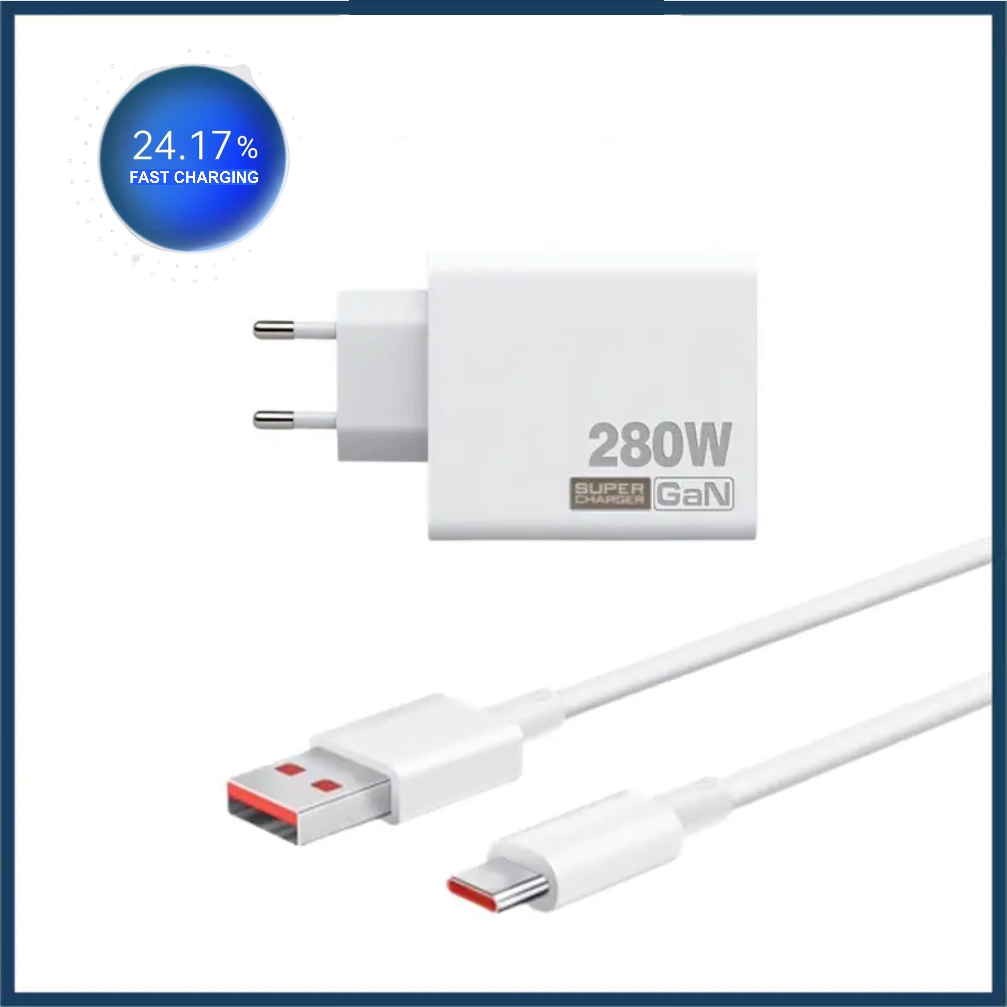 Adaptor Charger + Kabel Type C Micro USB 280W GaN Fast Charging Batok Cable Charger Multifungsi Harga 44,500 rupiah*Gratis Ongkir