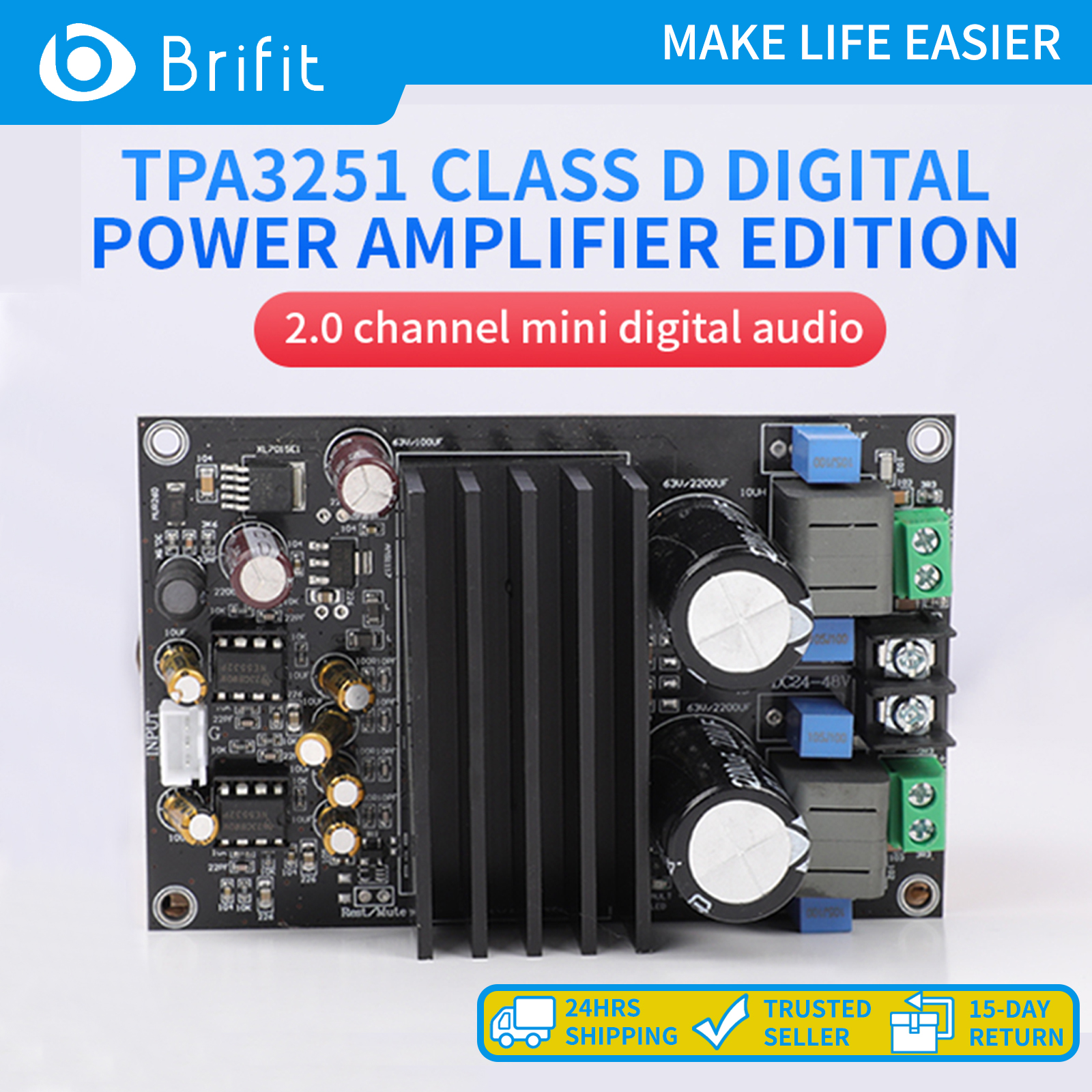 Brifit TPA3251 D Bảng khuếch đại công suất kỹ thuật số Mini 2.0 Kênh Tờ