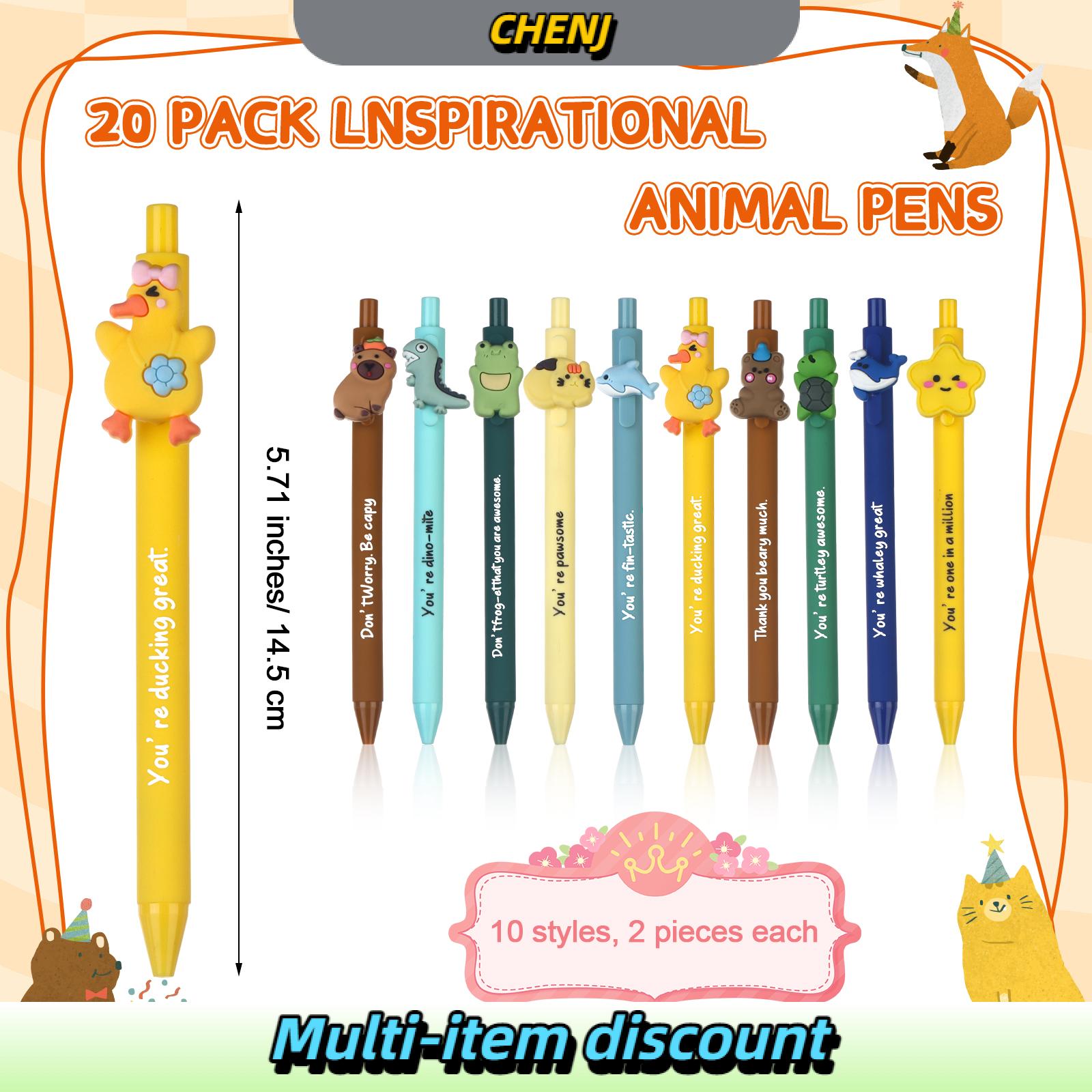 CHENJ 20ชิ้นปากกาขอบคุณของขวัญจำนวนมากสร้างแรงบันดาลใจปากกาสัตว์สนุกแปลกใหม่สำหรับเด็กบวกยืนยันการสำเร็จการศึกษาของขวัญของขวัญ ราคา 192 บาท*ส่งฟรี