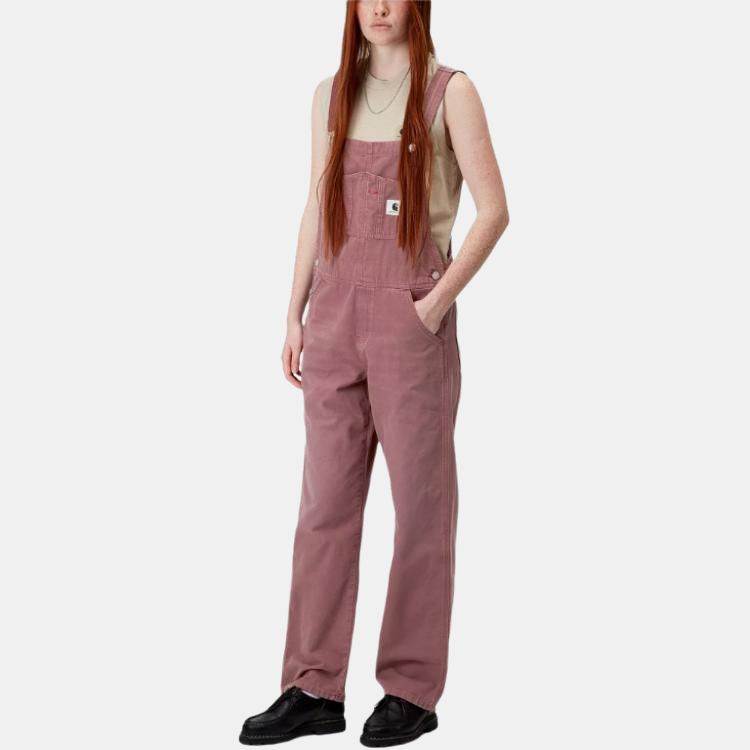 เสื้อผ้าแฟชั่นผู้หญิง Carhartt WIP SS25 W 'Bib Overall Straight Overalls ผู้หญิงสีชมพูเข้ม I034828-2OS-4O