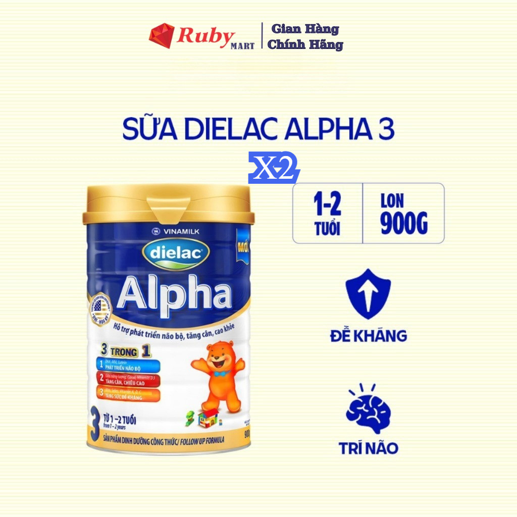 Combo 2 Lon Sữa bột Dielac Alpha 3 - Hộp thiếc 900g