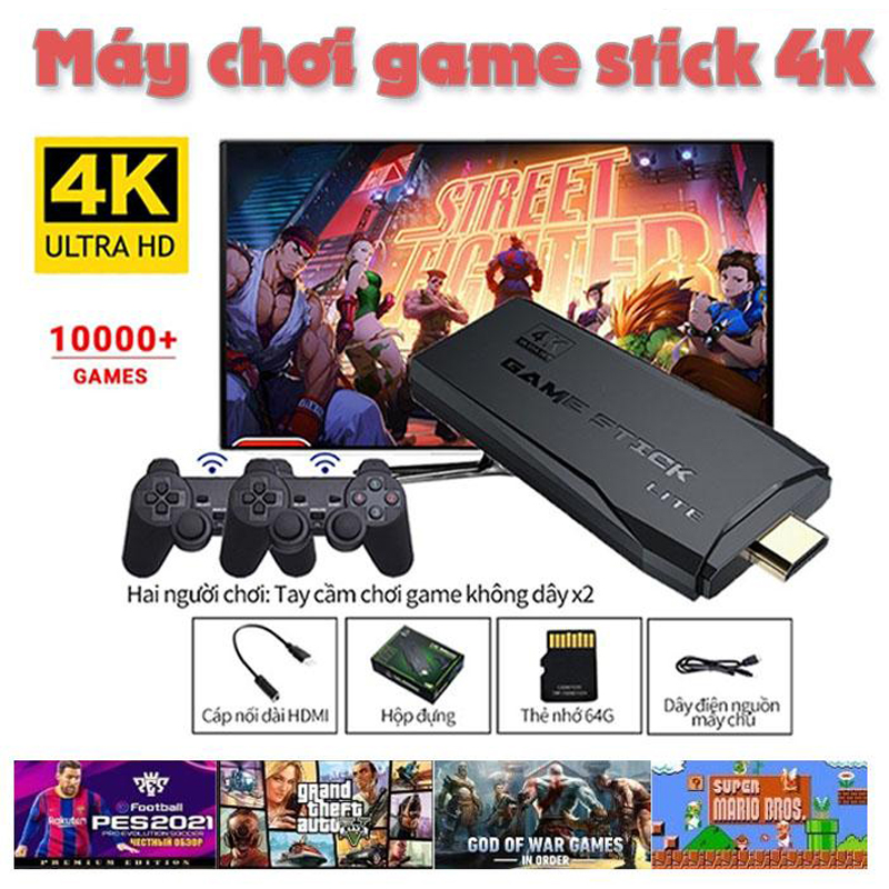 Game stick 4K pro portable wireless gamepad that can be connected to TV supports up to 20000 games