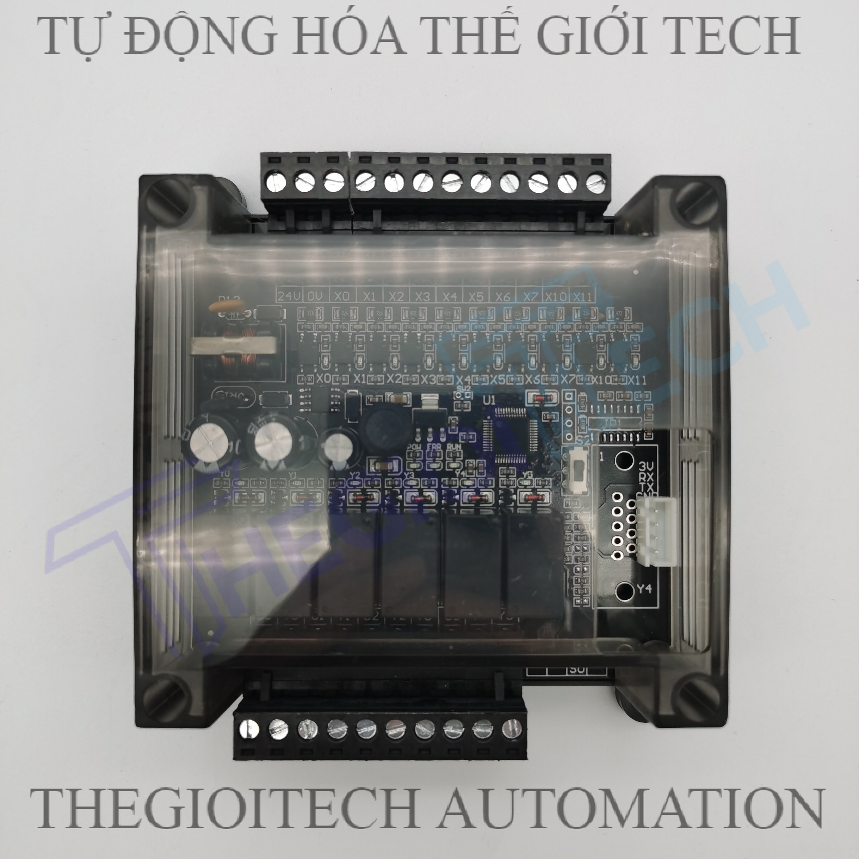 Board mạch Lập Trình PLC HK HK2N FX2N 16MR 8 input 8 output relay 24V TTL RS232, GX Works2 Mitsubishi - 16MR TTL vỏ