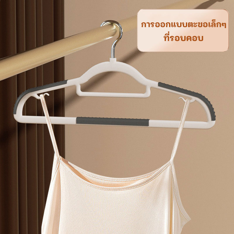 ไม้แขวนเสื้อพลาสติก ไม้เเขวนขอบกันลื่น รุ่นกันลื่น ตะขอเเขวนสายเดี่ยว มีให้เลือก ราคา  4 บาท*ส่งฟรี