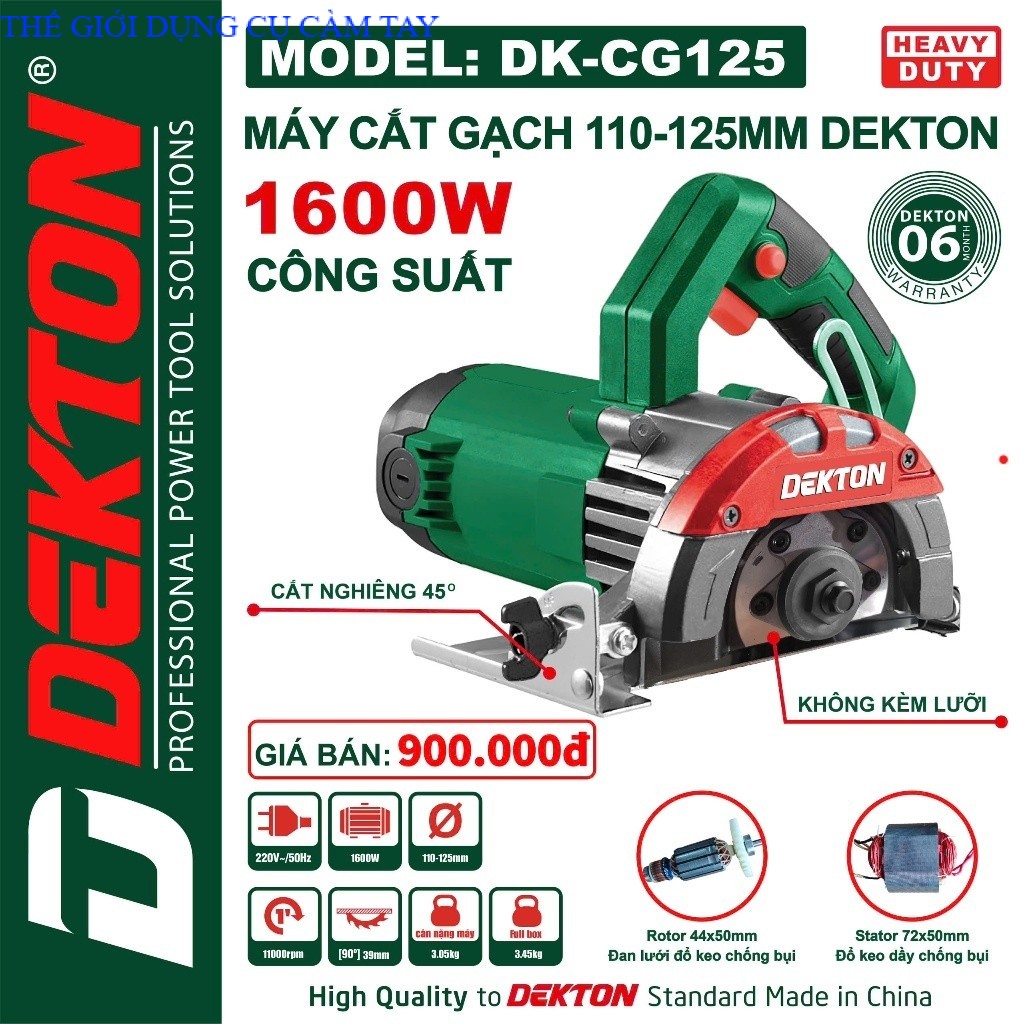 MÁY CẮT GẠCH DK-CG125 XANH CÓ NGHIÊNG DEKTON [CHÍNH HÃNG] ĐĨA CẮT 110MM THẾ GIỚI DỤNG CỤ CẦM TAY GIÁ SĨ