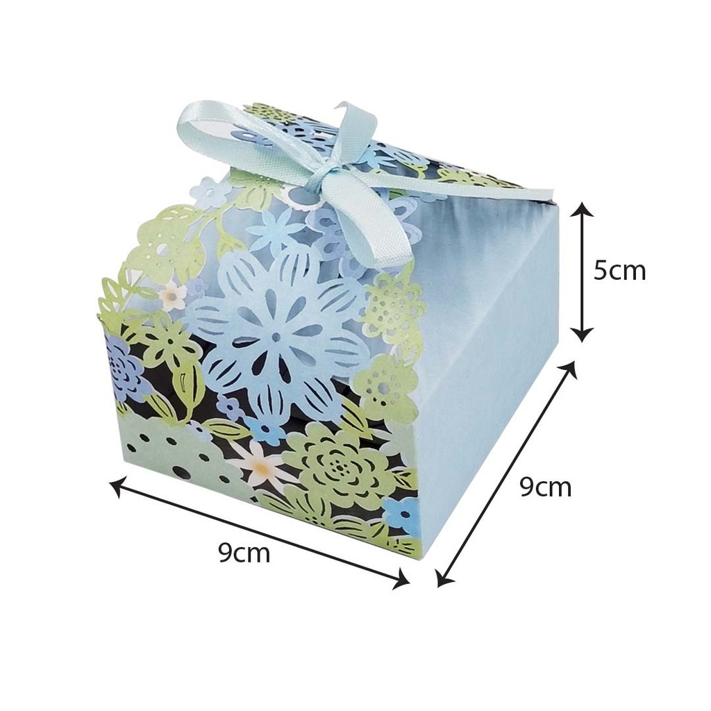 Store Age [50pcs] Floral Laser Cut Candy Box | Wedding Doorgift Gift Box Kahwin Kotak Gula Gula with Ribbon