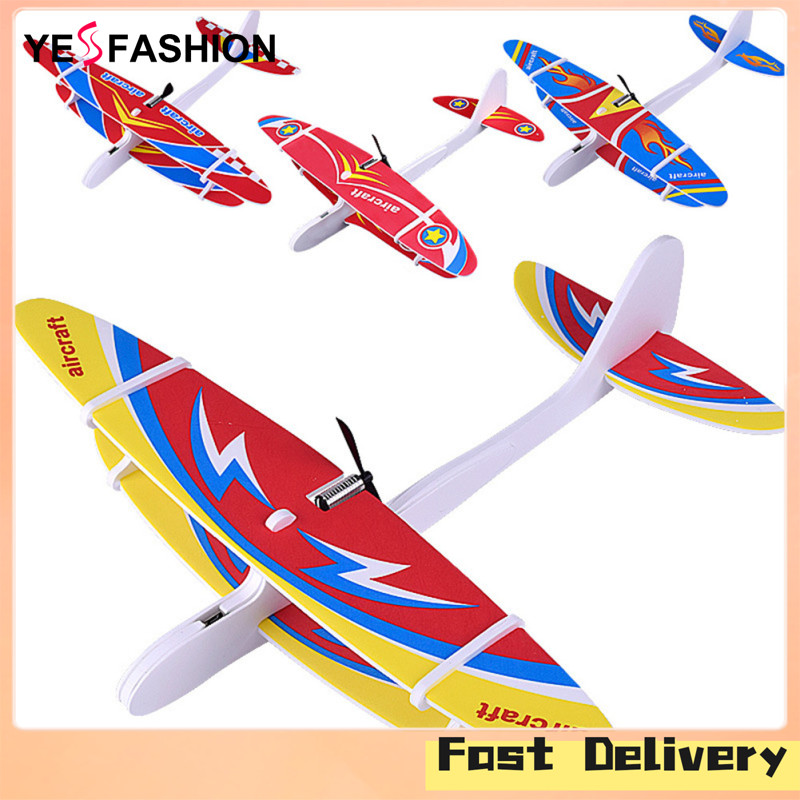 Yesfashion Store IN stock DIY Biplane Glider Foam Powered Flying Plane Rechargeable Electric Aircraft Model Science Educational Toys for Children Random Color