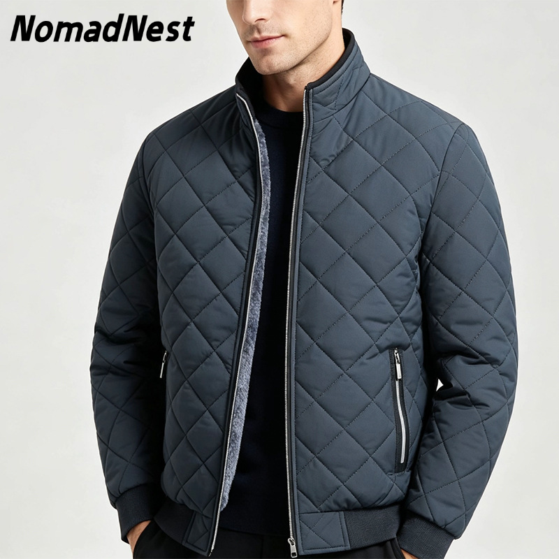 NomadNest  Mùa Đông Người Đàn Ông Của Áo Khoác Dày Ấm Đứng Cổ Áo Áo Khoác Thời Trang Giản Dị Cha Áo Khoác