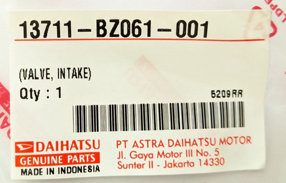 Klep minyak daihatsu Granmax dan Terios 13711-BZ061-001 Harga 89,100 Ringgit*Penghantaran Percuma