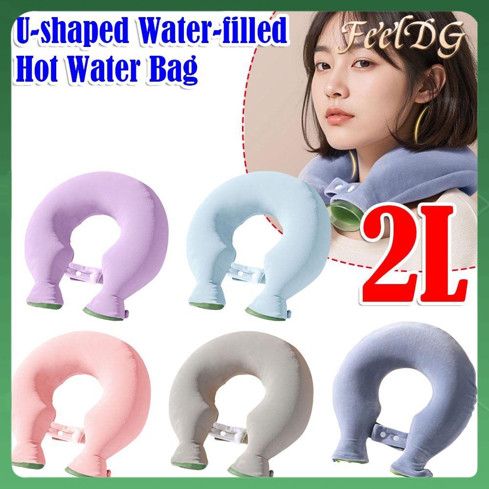 FEELDG Lông mềm mại Túi nước  hình chữ U Đổ đầy nước Chườm  cổ Khăn giữ ấm cổ Chất lượng cao Đeo cổ Máy sưởi tay Đồ dùng giữ ấm mùa đông
