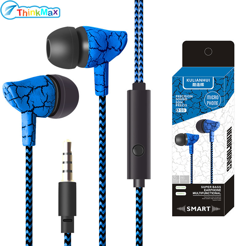 100%Authentic!In-ear Wire-controlled Headset With Microphone 3.5mm Stereo Plug Fashion Braided Wire Crack Earphones ราคา 35 บาท*ส่งฟรี