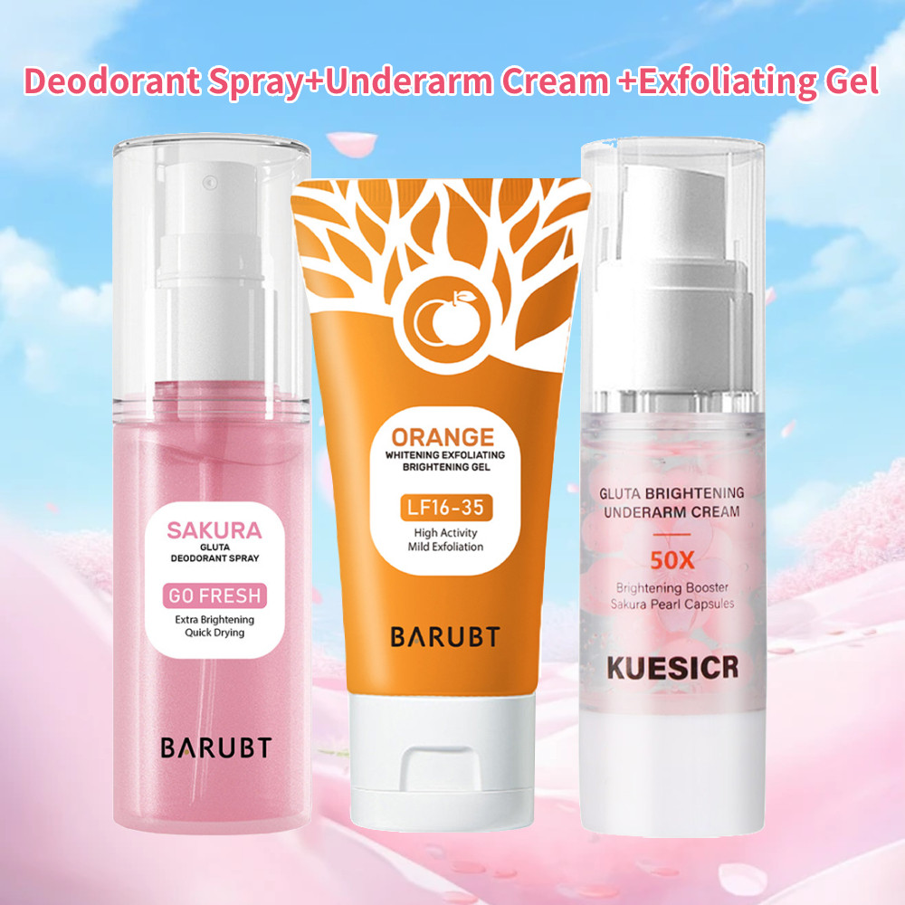 Favogue Sakura Nách Kem làm trắng da và Gluta khử mùi phun và cam Gel tẩy tế bào chết làm sạch sâu giữ ẩm cơ thể chăm sóc da bộ