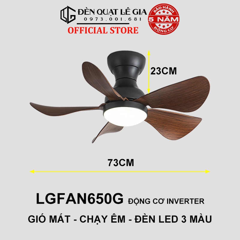 Quạt Trần Cho Trần Thấp 2m-3m | Quạt Trần Mini có đèn 3 cánh 5 cánh | Quạt trần cổ ngắn chung cư | Quạt trần đẹp Lê Gia
