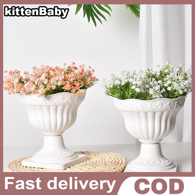 kittenBaby กระถางปลูกต้นไม้คอลัมน์สไตล์โรมันกระถางปลูกต้นไม้พลาสติกสีขาวสำหรับใช้ในครัวเรือนกระถางต้นไม้กลางแจ้งขนาดใหญ่ ราคา 55 บาท*ส่งฟรี