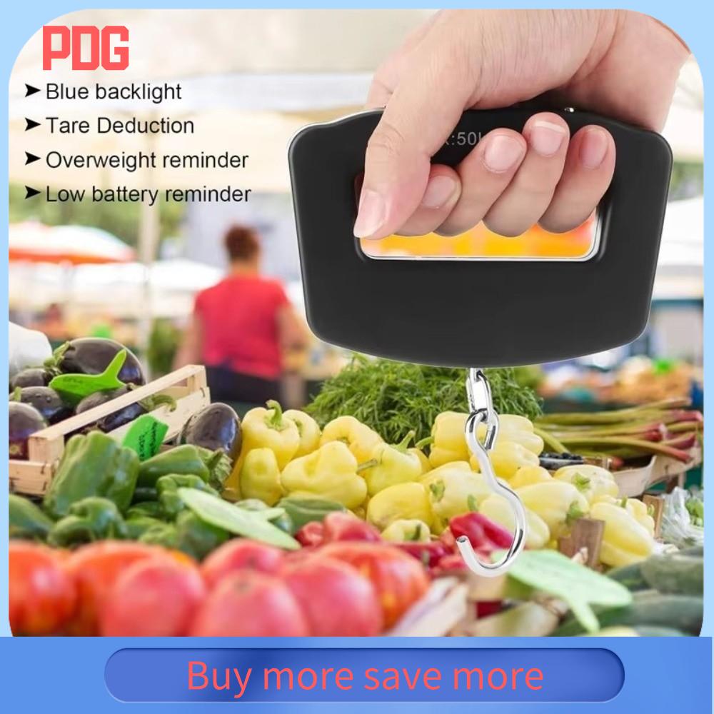 PDG Màn hình LCD kỹ thuật số Cân hành lý du lịch Cân bằng trọng lượng hành lý Công cụ đo tỷ lệ Cân điện tử có móc Chính xác 110lb/50kg Cân cầm tay câu cá
