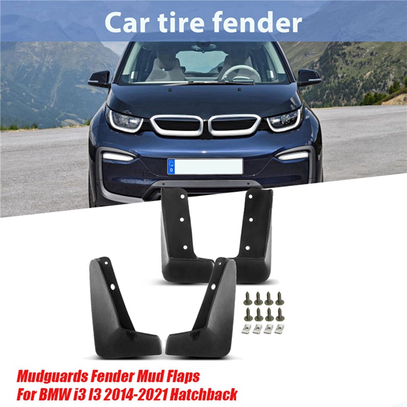 (ZIKF) 4 PCS Car Mudguards Mud Flaps Carbon Fiber Pattern Car Accessories for I3 2014-2020 Hatchback